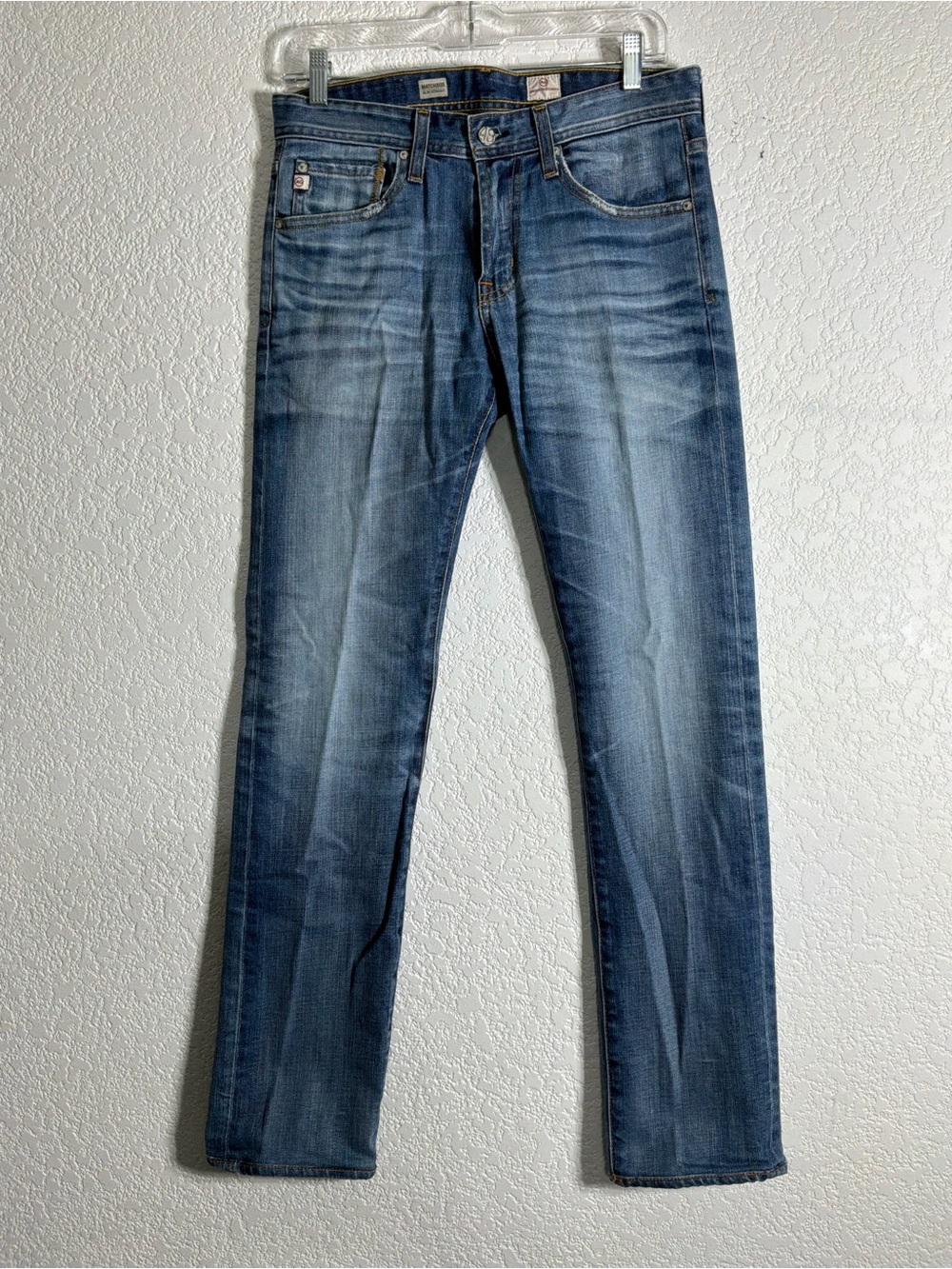 Ag Adriano Goldschmied Slim Straight Faded Blue Jeans